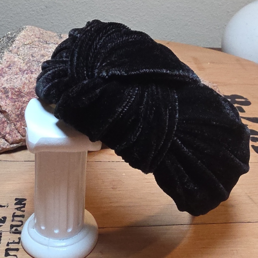 Anthropologie Wide Black Crushed Velvet Top Knot Chunky Headband Nwot
